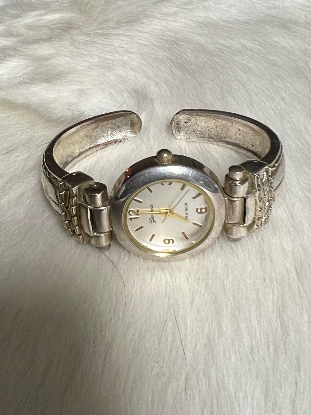 Geneva Platinum Gold & Silver Tone Women's Cuff Watch